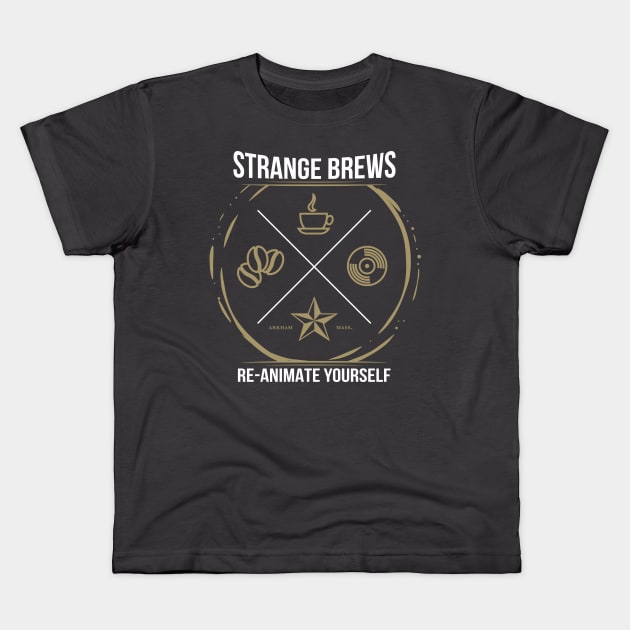 Strange Brews Coffee, Arkham Mass Kids T-Shirt by kenrobin